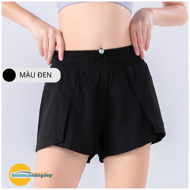 Quần short thể thao nữ pickleball, cầu lông 2 lớp-  Thiết kế xẻ bầu