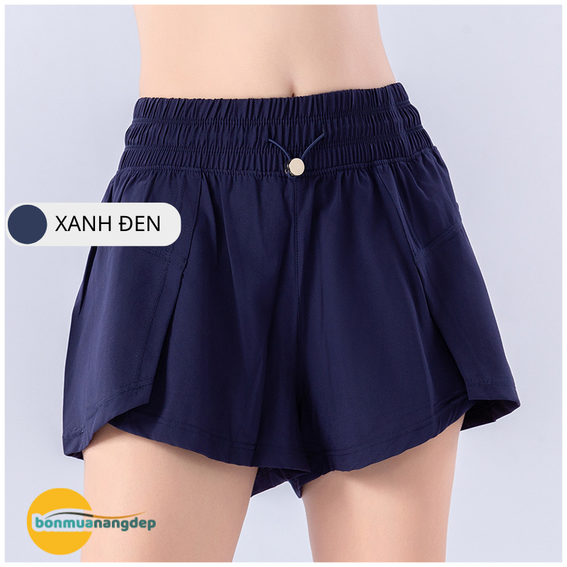 Quần short thể thao nữ pickleball, cầu lông 2 lớp-  Thiết kế xẻ bầu