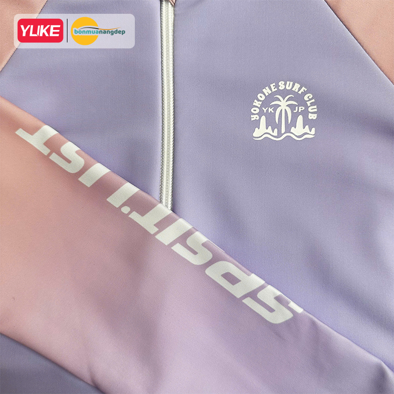 Đồ bơi bé gái tay dài quần dài chân váy liền chống nắng ngăn UV cho bé từ 17-42kg hiệu YUKE.