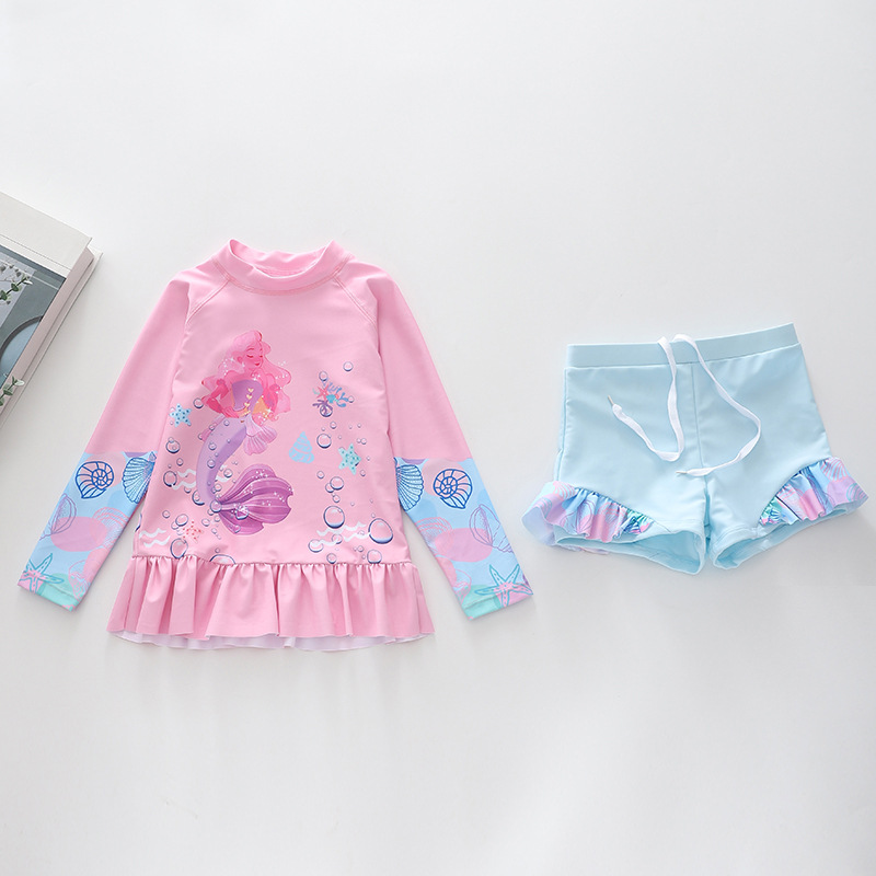 Đồ bơi bé gái tay dài quần bèo nhún đáng yêu