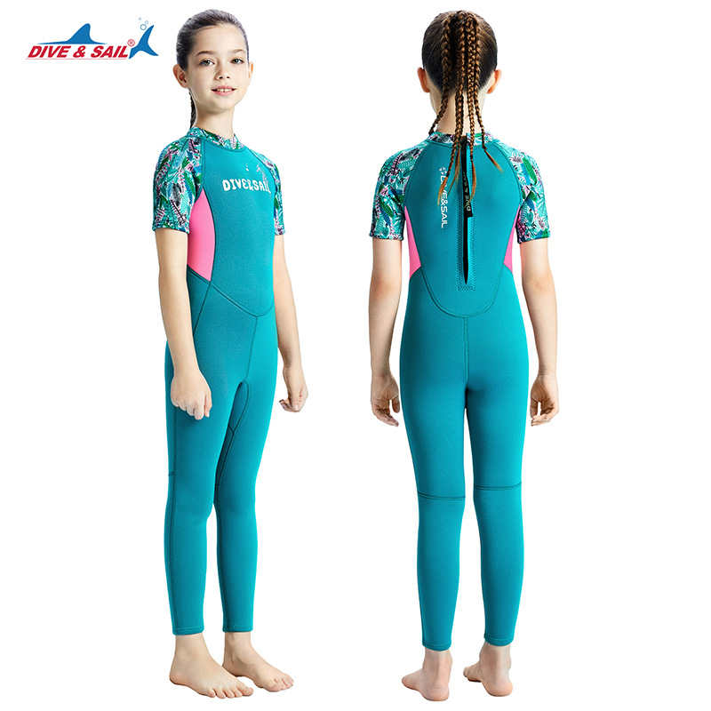Đồ bơi giữ nhiệt bé gái Dive and Sail size 12-30kg cao su dày 2.5mm giữ ấm ngăn tia UV
