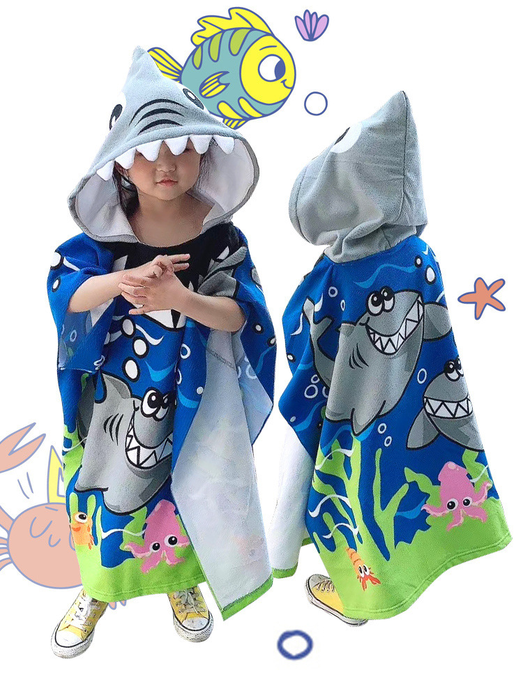 Khăn choàng tắm, khăn tắm 70x150cm cho bé đi bơi, đi biển cỡ lớn sợi mịn có mũ siêu cute