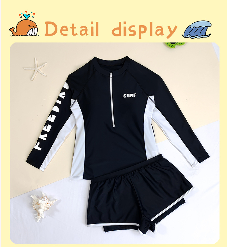 Đồ bơi bé gái thiếu niên tay dài quần đùi 2 lớp dày dặn kín đáo đa phong cách