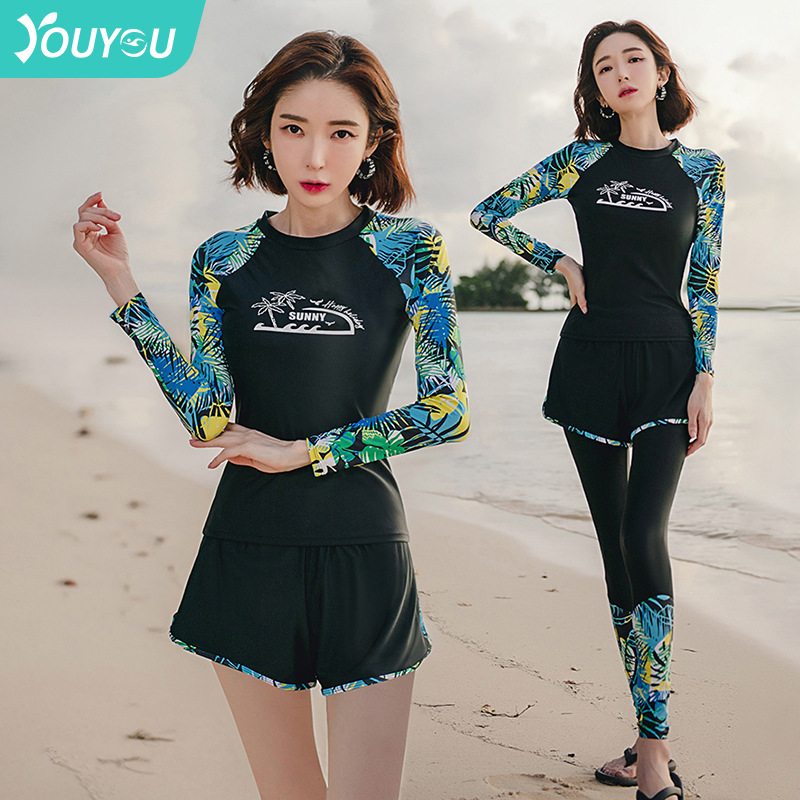 Đồ bơi nữ tay dài quần dài SET 3 Quần dài Quần Đùi và Áo phối cỏ cây Sunny 13072