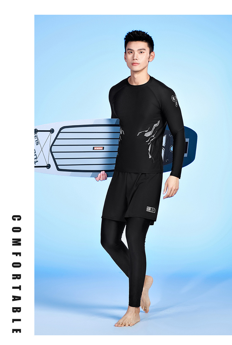 Bộ đồ bơi nam tay dài quần dài chống nắng chống UV, thiết kế trẻ trung quân 2 lớp che chắn kín đáo năng động