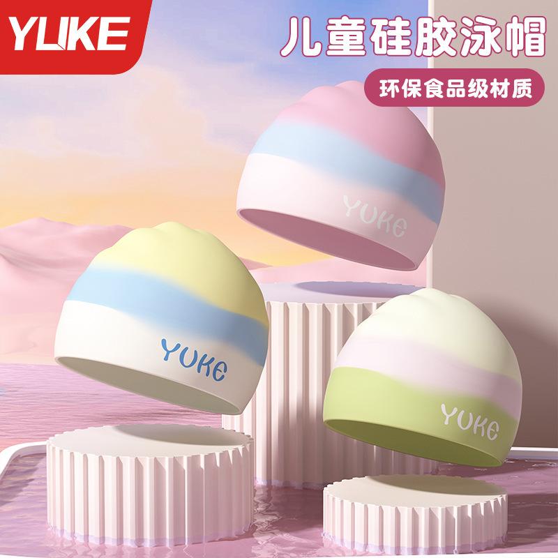 Nón bơi silicon chống nước màu sắc ombre tươi sáng