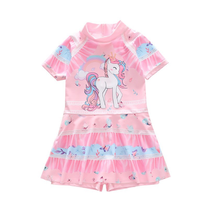 Đồ bơi bé gái váy tay ngắn họa tiết công chúa hoạt hình mẫu mới 2024 siêu đáng yêu P243