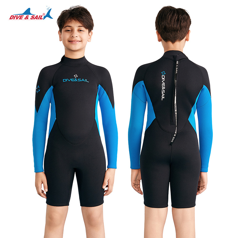 Đồ bơi giữ nhiệt bé trai Dive and Sail size lớn 27-55kg cao su dày 2.5mm giữ ấm