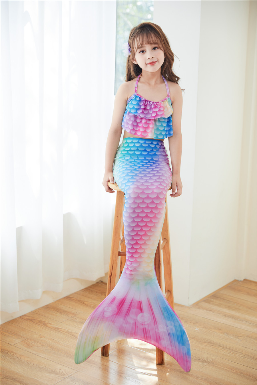 Đồ bơi bé gái tạo hình Nàng tiên cá có đuôi set 3 món