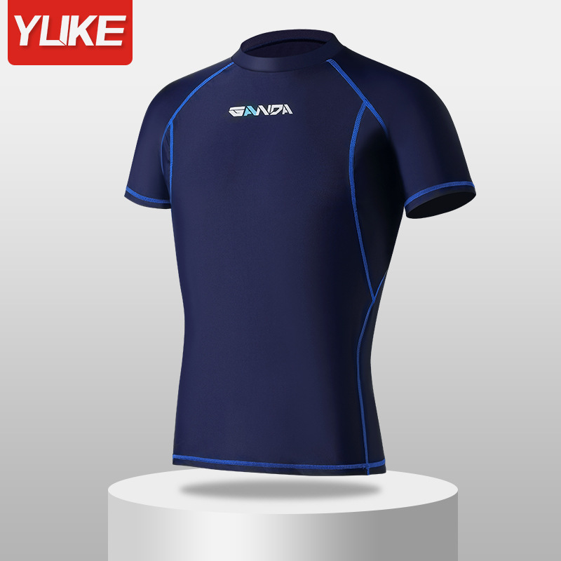 Áo bơi nam chuyên nghiệp tay ngắn vải mềm mịn co giãn đàn hồi