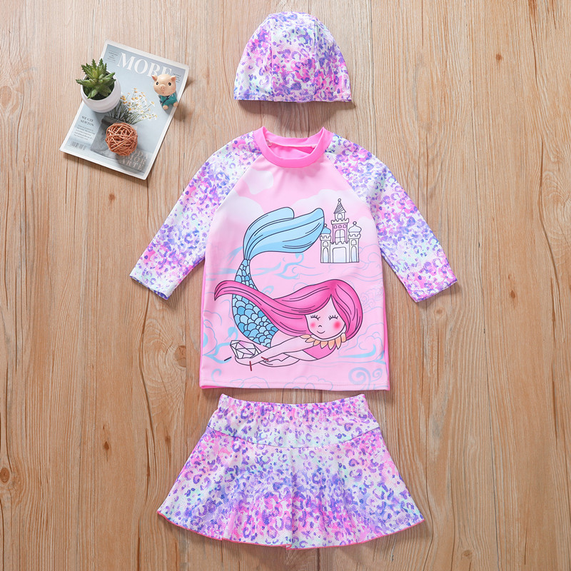 Đồ bơi bé gái tay dài Váy Kuromi - Nàng tiên cá - Pony hoạt hình cho bé yêu - Tặng kèm nón bơi xinh xắn