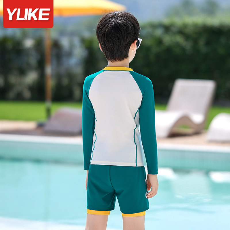 Đồ bơi bé trai thời trang năng động size Đại tay dài quần đùi 2 lớp dày dặn che chắn tốt không bị lộ hiệu Yuke