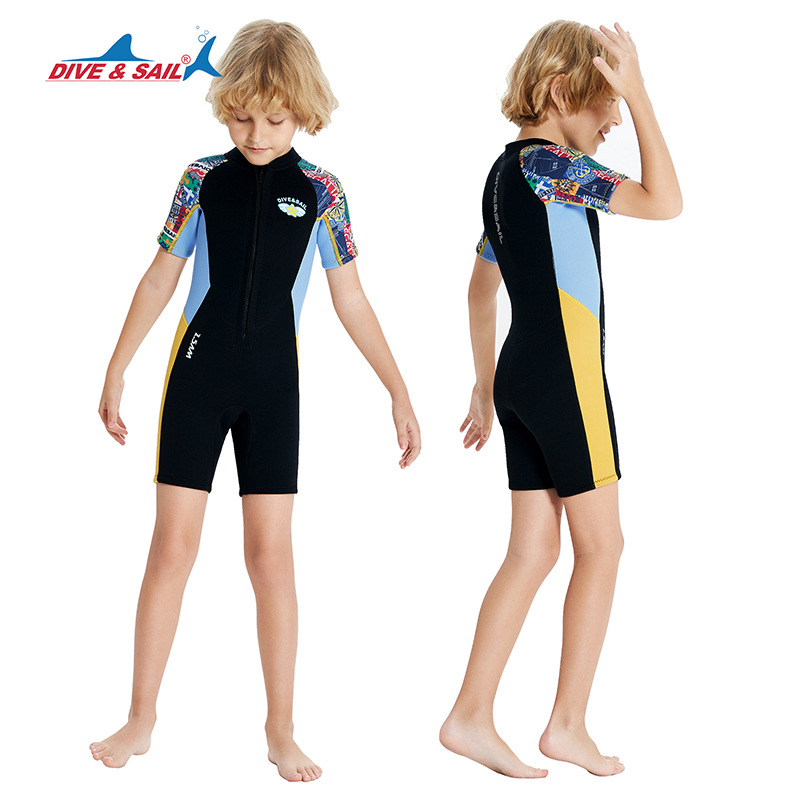Đồ bơi giữ nhiệt bé trai Dive and Sail chất cao su dày 2.5mm giữ ấm chống tia UV size 12-30kg