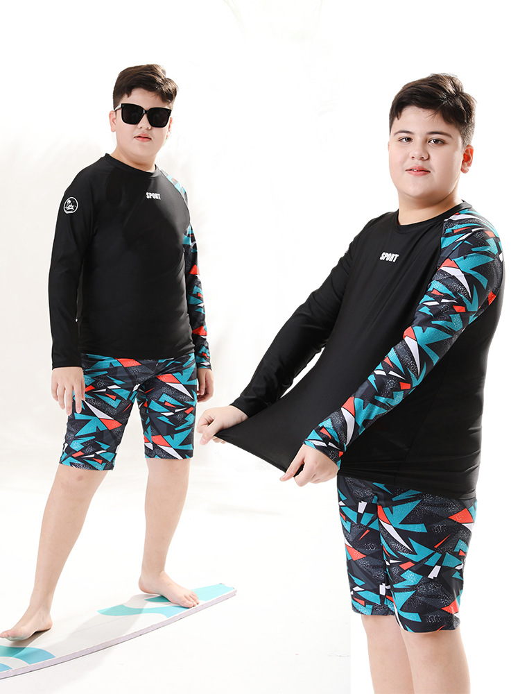 Đồ bơi bé trai tay dài BIG SIZE có nón bơi riêng cho bé từ 35kg đến 90kg