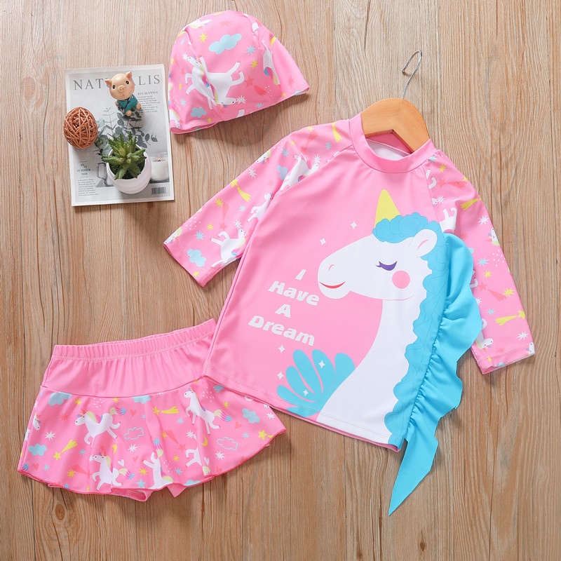 Đồ bơi bé gái tay dài Váy Kuromi - Nàng tiên cá - Pony hoạt hình cho bé yêu - Tặng kèm nón bơi xinh xắn