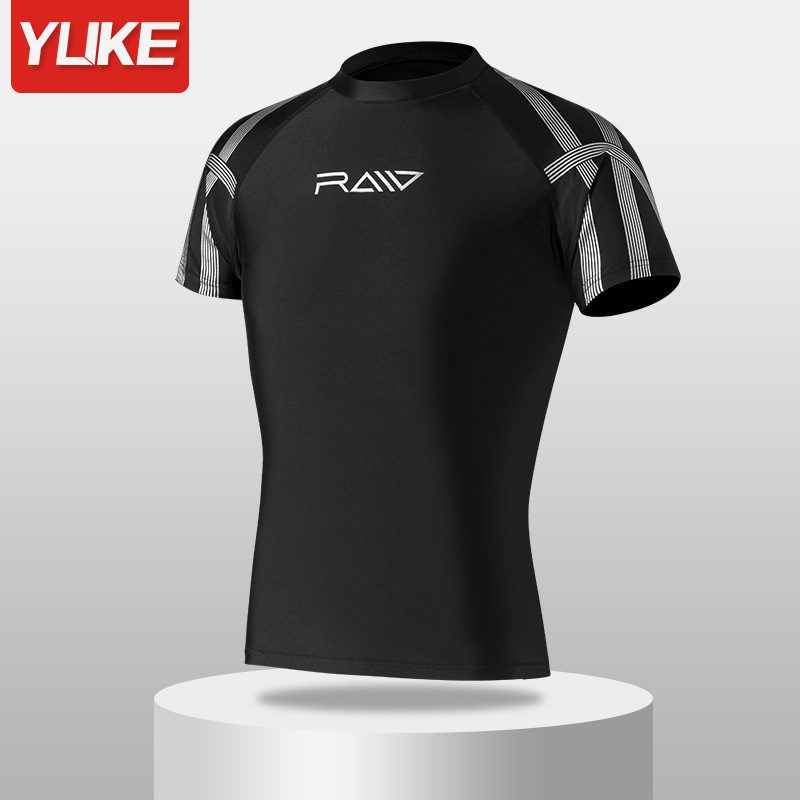 Áo bơi nam chuyên nghiệp tay ngắn vải mềm mịn co giãn đàn hồi