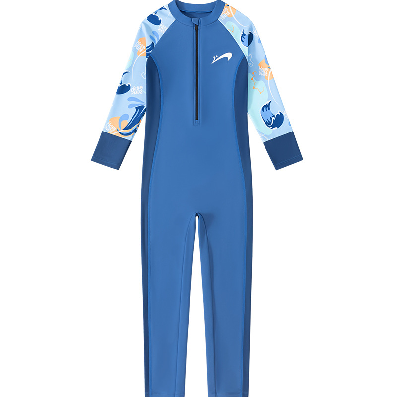 Đồ bơi bé trai liền thân tay dài quần dài hiệu Yuke chống nắng thiết kế body thời trang năng động size cho bé tới 38kg