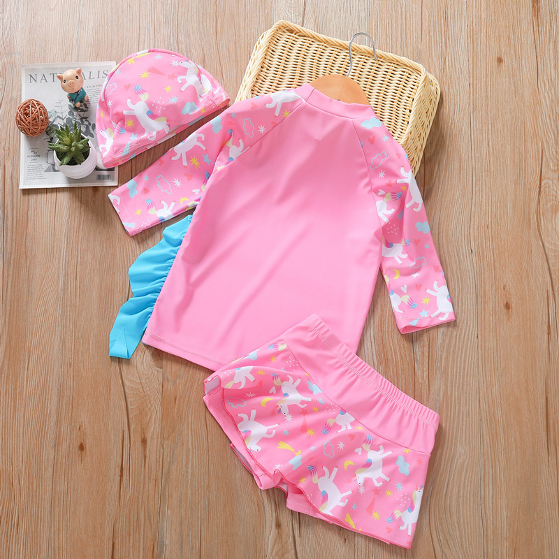 Đồ bơi bé gái tay dài Váy Kuromi - Nàng tiên cá - Pony hoạt hình cho bé yêu - Tặng kèm nón bơi xinh xắn