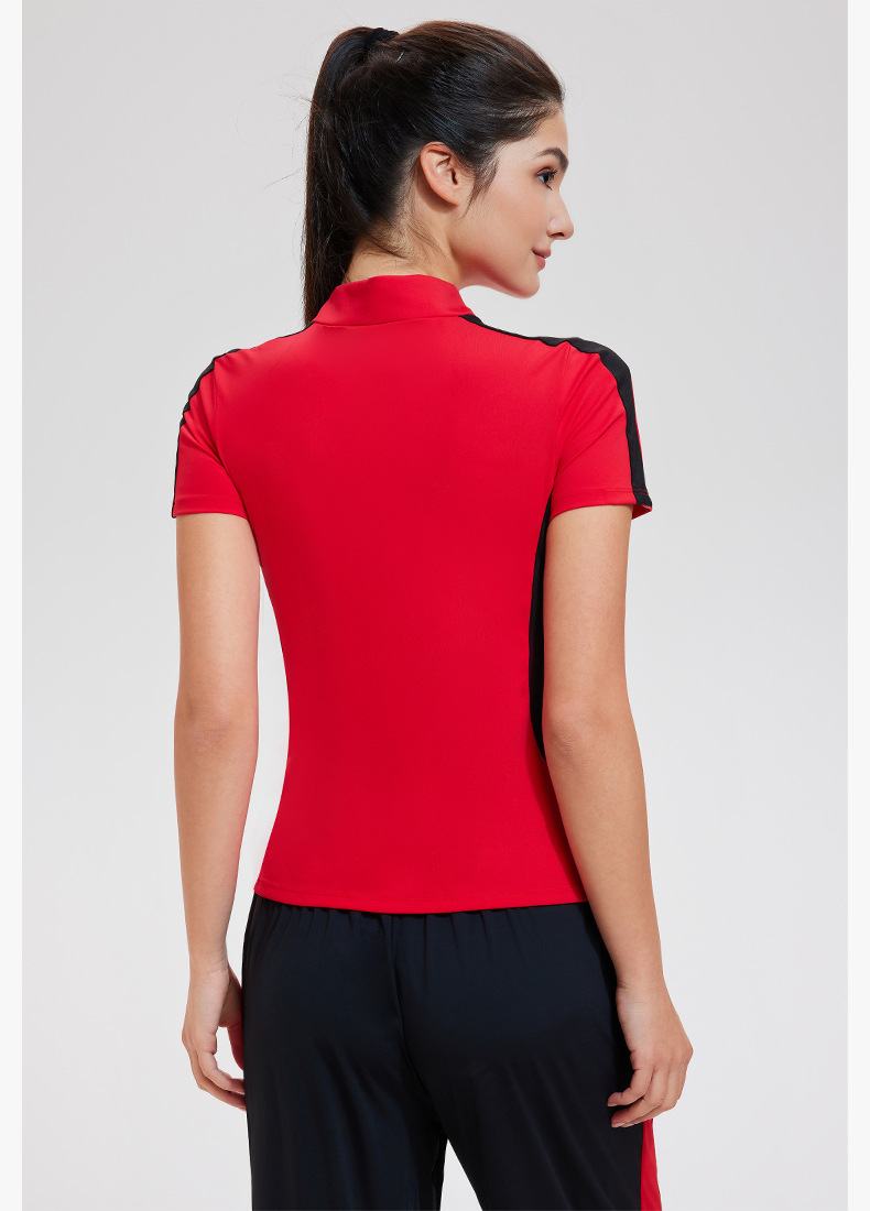 Áo picklebal, áo thể thao tay ngắn cổ đứng khoá kéo trước phối màu cá tính