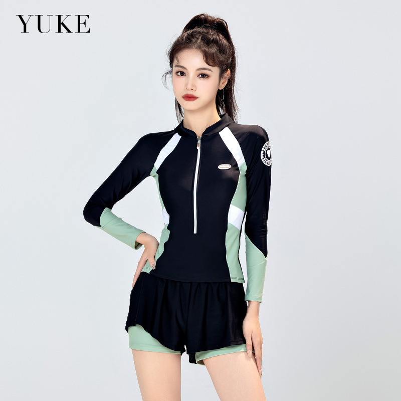 Đồ bơi nữ YUEK tay dài quần đùi 2 lớp thiết kế thể thao năng động trẻ trung
