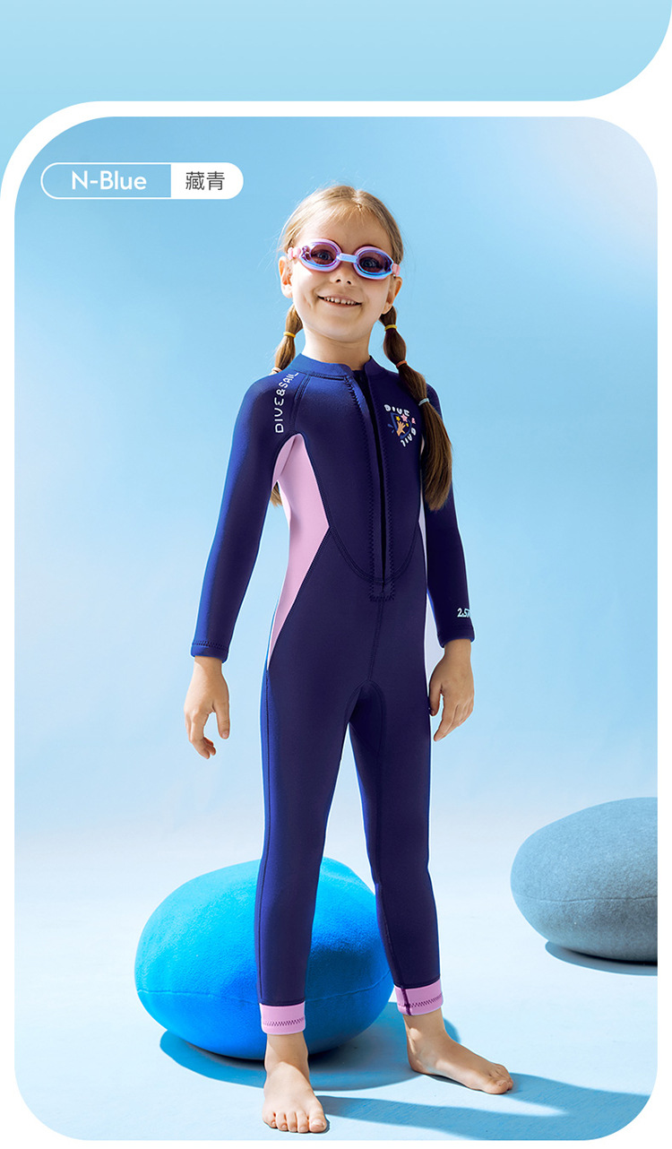 Đồ bơi giữ nhiệt bé gái Dive and Sail size 12-30kg cao su dày 2.5mm giữ ấm ngăn tia UV
