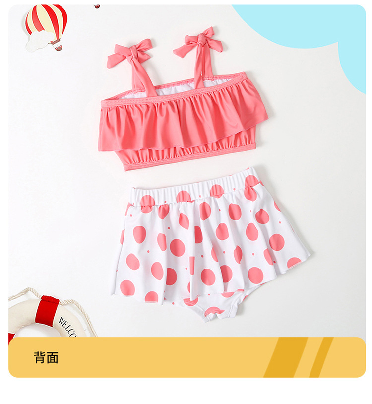 Bikini bé gái Siêu dễ thương chấm bi hồng phối trái bơ xinh