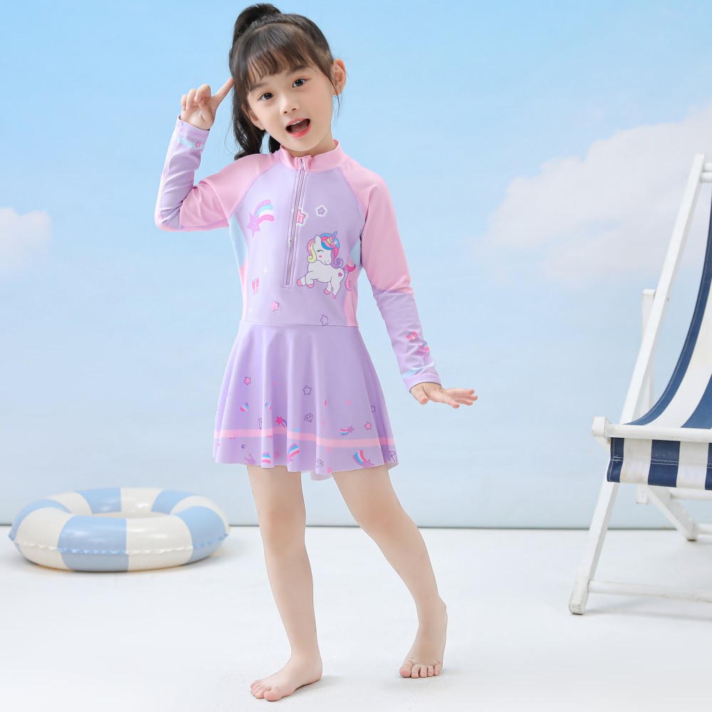 Đồ bơi bé gái Tay Dài chân váy liền thân CM2416