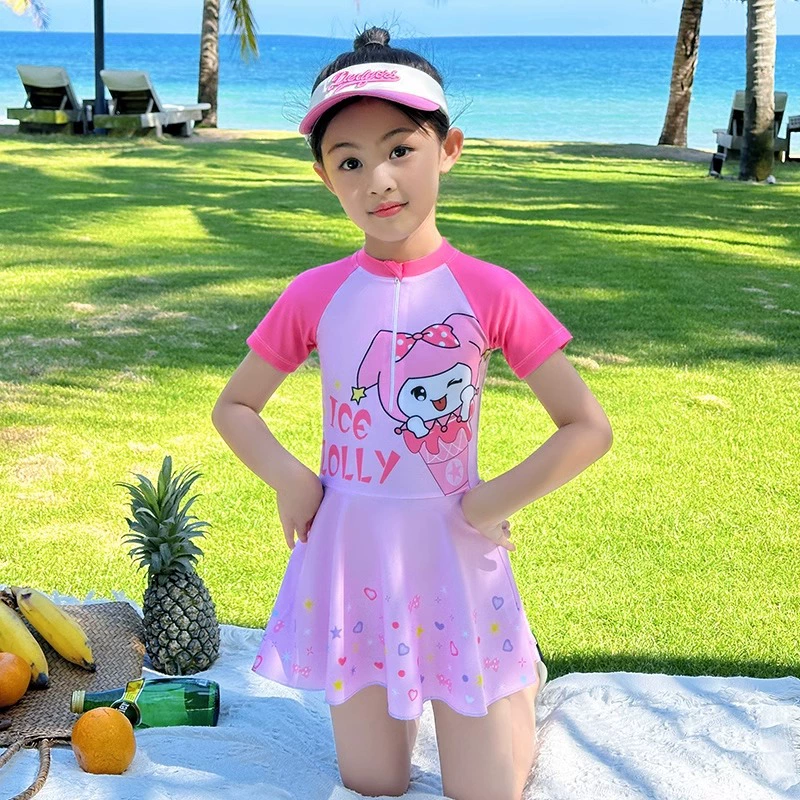 Đồ bơi bé gái Kuromi váy liền thân quần rời xinh xắn 34147Y513