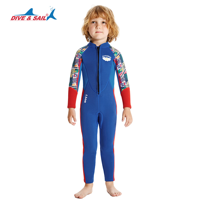 Đồ bơi giữ nhiệt bé trai DIVE AND SAIL size 12-30kg cao su dày 2.5mm giữ ấm ngăn tia UV