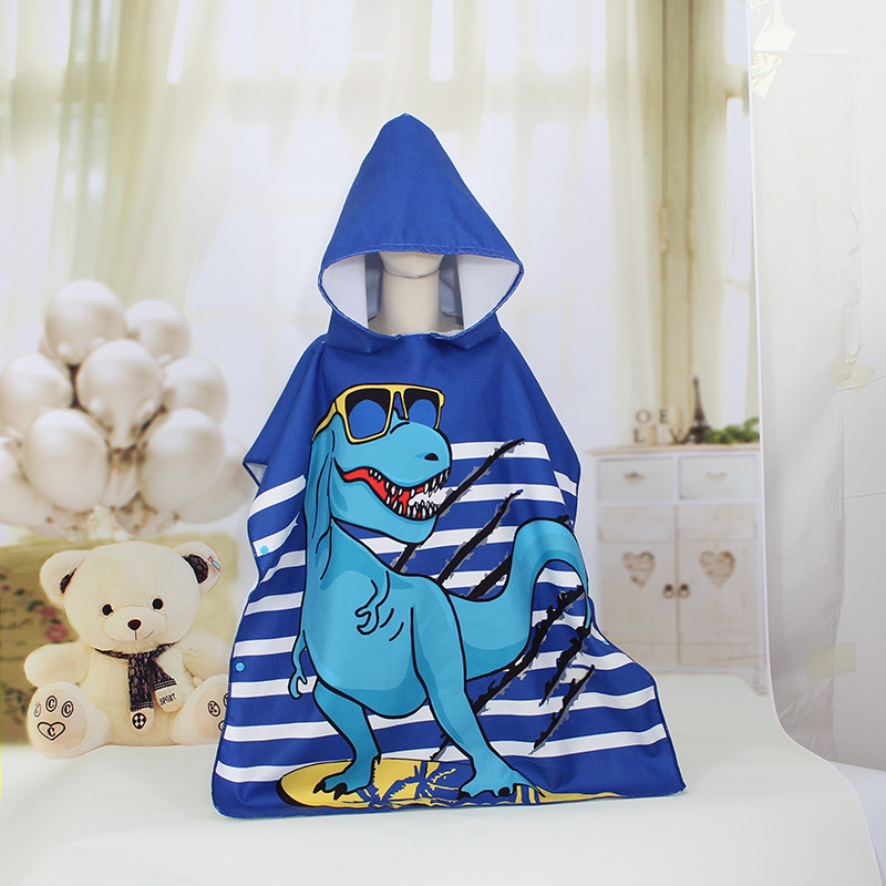 Khăn choàng tắm, khăn tắm 70x150cm cho bé đi bơi, đi biển cỡ lớn sợi mịn có mũ siêu cute