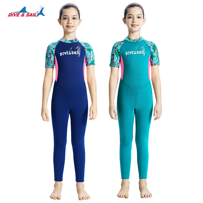 Đồ bơi giữ nhiệt bé gái Dive and Sail size 12-30kg cao su dày 2.5mm giữ ấm ngăn tia UV