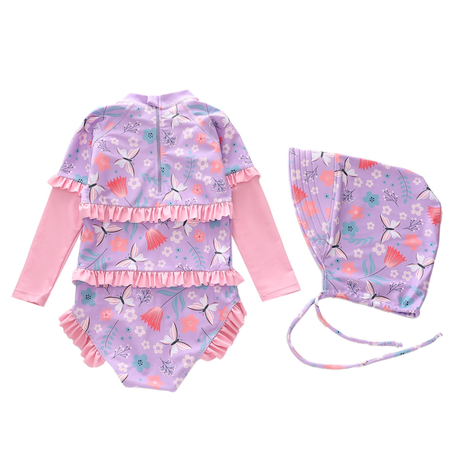 Đồ Bơi Bé Gái Tay Dài Chống Nắng Kèm Nón rộng vành – Bikini Trẻ Em 16kg-40kg Mẫu Mới Dễ Thương