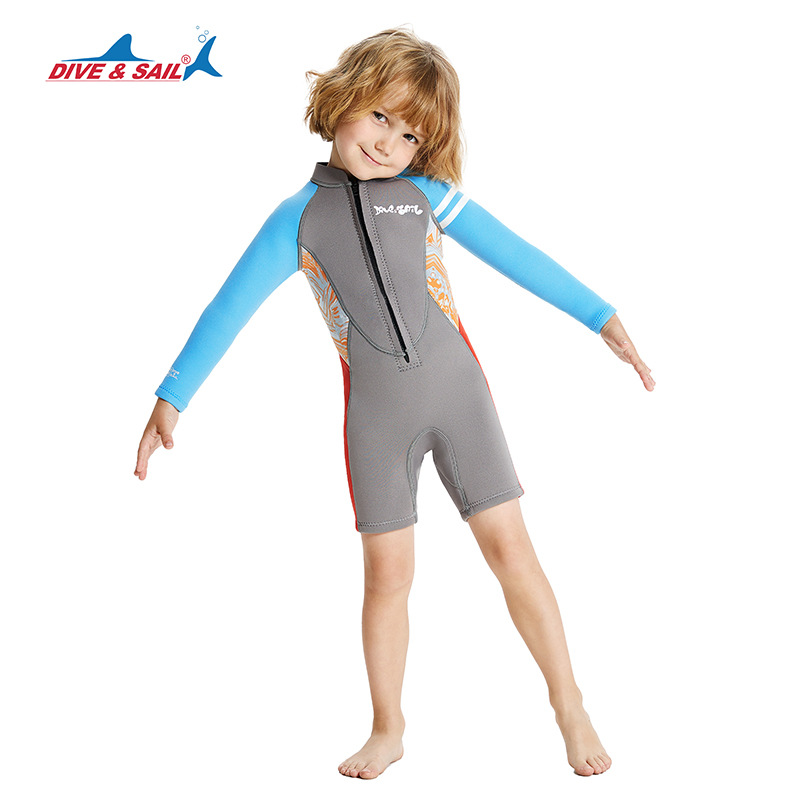 Đồ bơi giữ nhiệt bé trai DIVE and SAIL size 12-30kg cao su dày 2.5mm giữ ấm ngăn tia UV