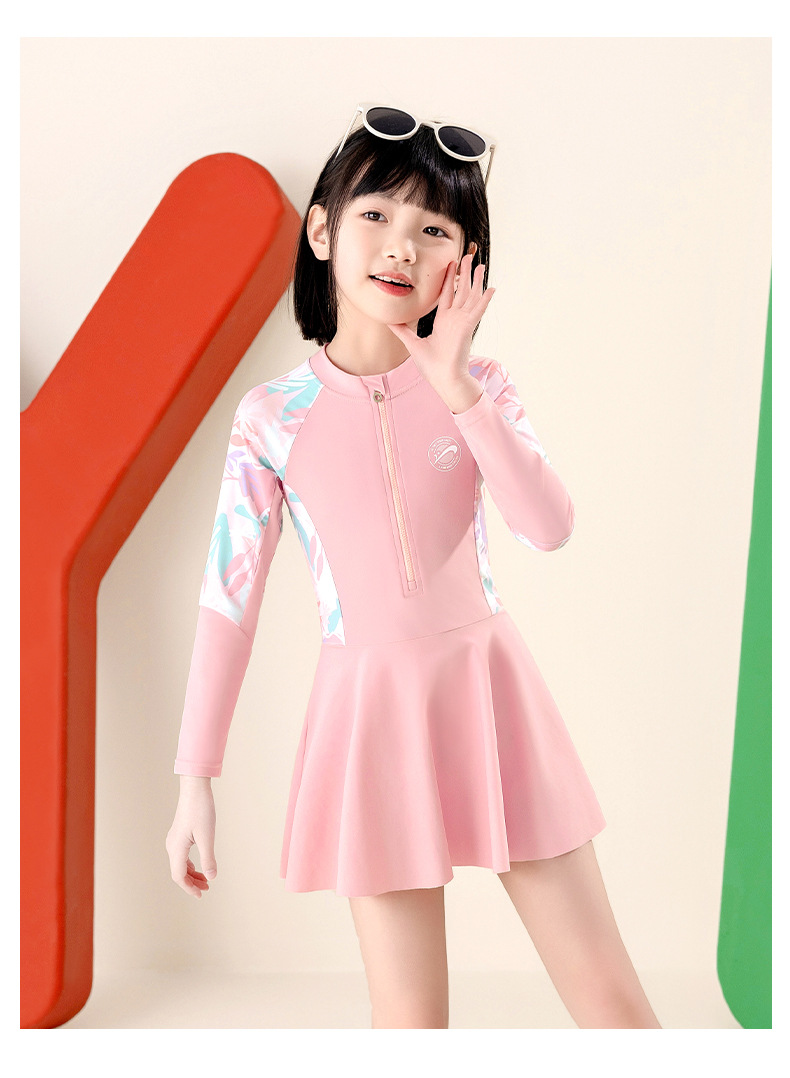 Đồ bơi bé gái váy tay dài phối màu Pastel siêu ngọt ngào GRN3212