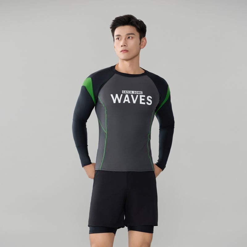 Đồ bơi nam tay dài, quần 2 lớp chống nắng phong cách hàn quốc