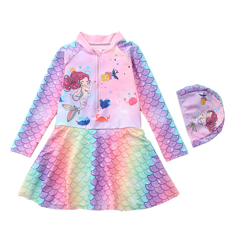 Đồ bơi bé gái liền thân chân váy họa tiết nàng tiên cá CM92