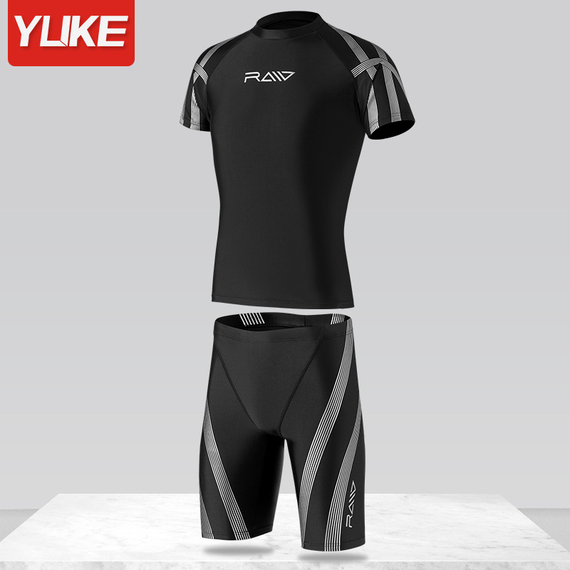 Áo bơi nam chuyên nghiệp tay ngắn vải mềm mịn co giãn đàn hồi