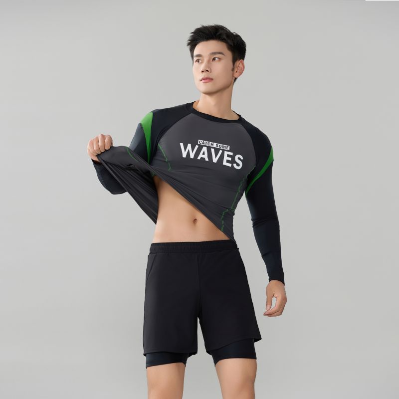 Đồ bơi nam tay dài, quần 2 lớp chống nắng phong cách hàn quốc