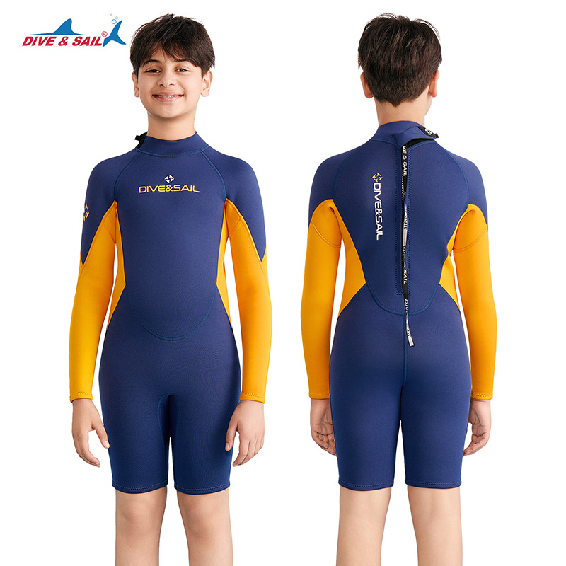 Đồ bơi giữ nhiệt bé trai Dive and Sail size lớn 27-55kg cao su dày 2.5mm giữ ấm