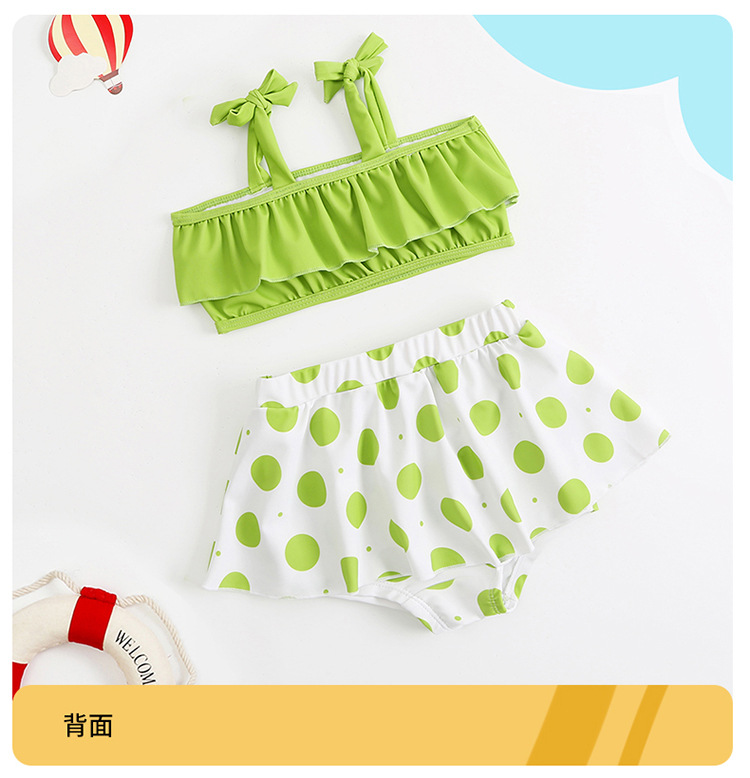 Bikini bé gái Siêu dễ thương chấm bi hồng phối trái bơ xinh