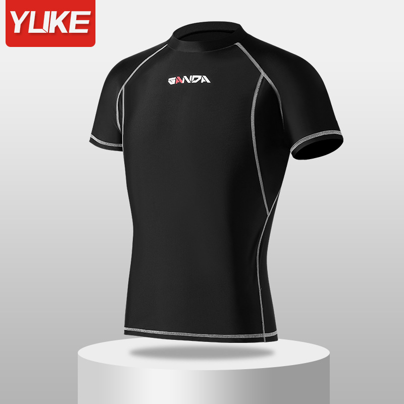 Áo bơi nam chuyên nghiệp tay ngắn vải mềm mịn co giãn đàn hồi