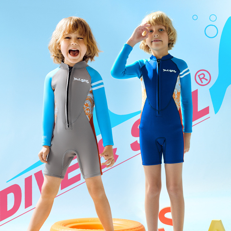 Đồ bơi giữ nhiệt bé trai DIVE and SAIL size 12-30kg cao su dày 2.5mm giữ ấm ngăn tia UV