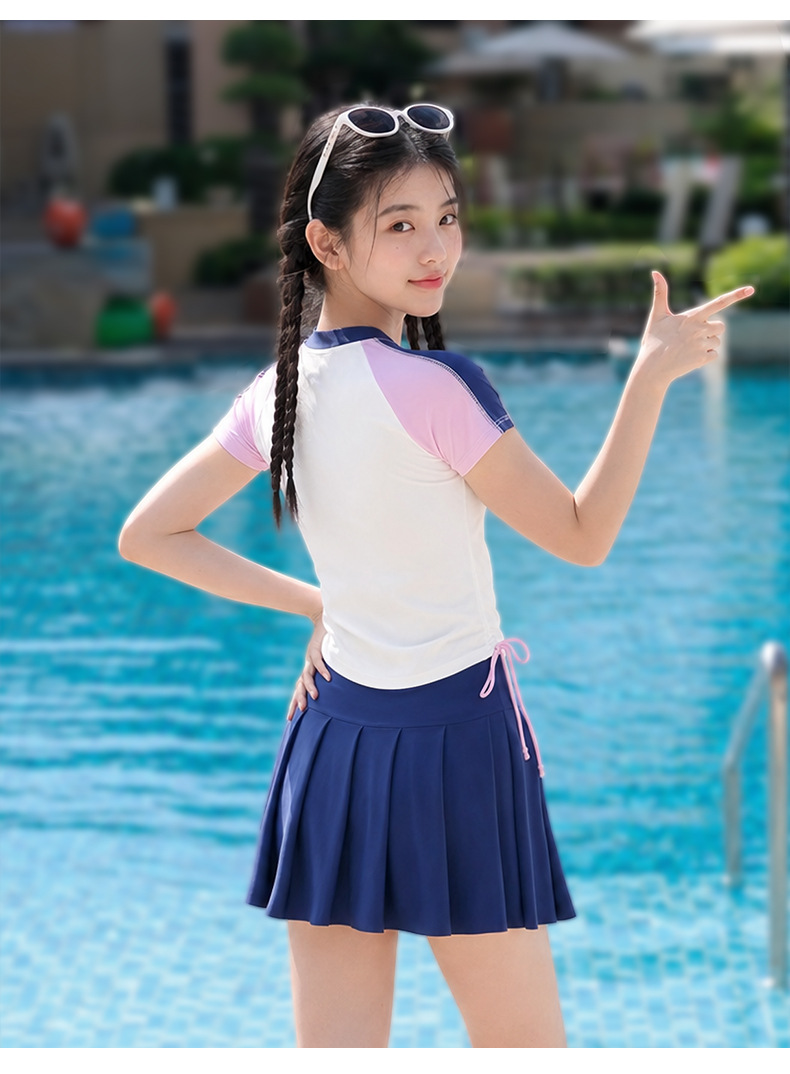 Bộ đồ bơi YUKE hai mảnh phong cách Hàn Quốc dành cho bé gái cỡ trung bình và lớn