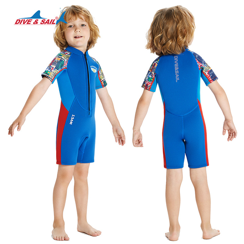 Đồ bơi giữ nhiệt bé trai Dive and Sail chất cao su dày 2.5mm giữ ấm chống tia UV size 12-30kg