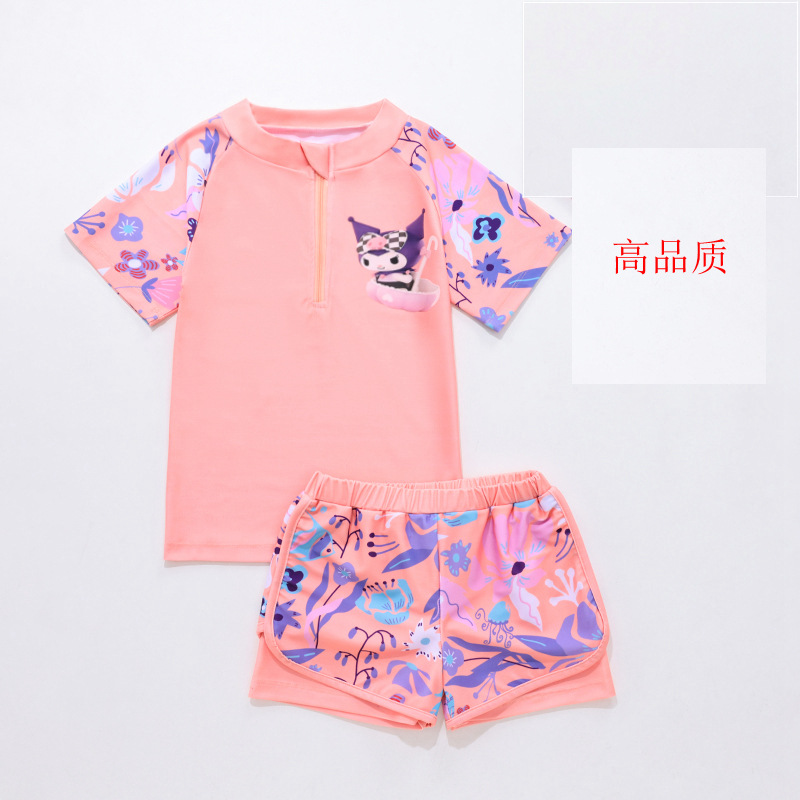 Đồ bơi bé gái Kuromi Saniro quần đùi 2 lớp kín đáo đáng yêu