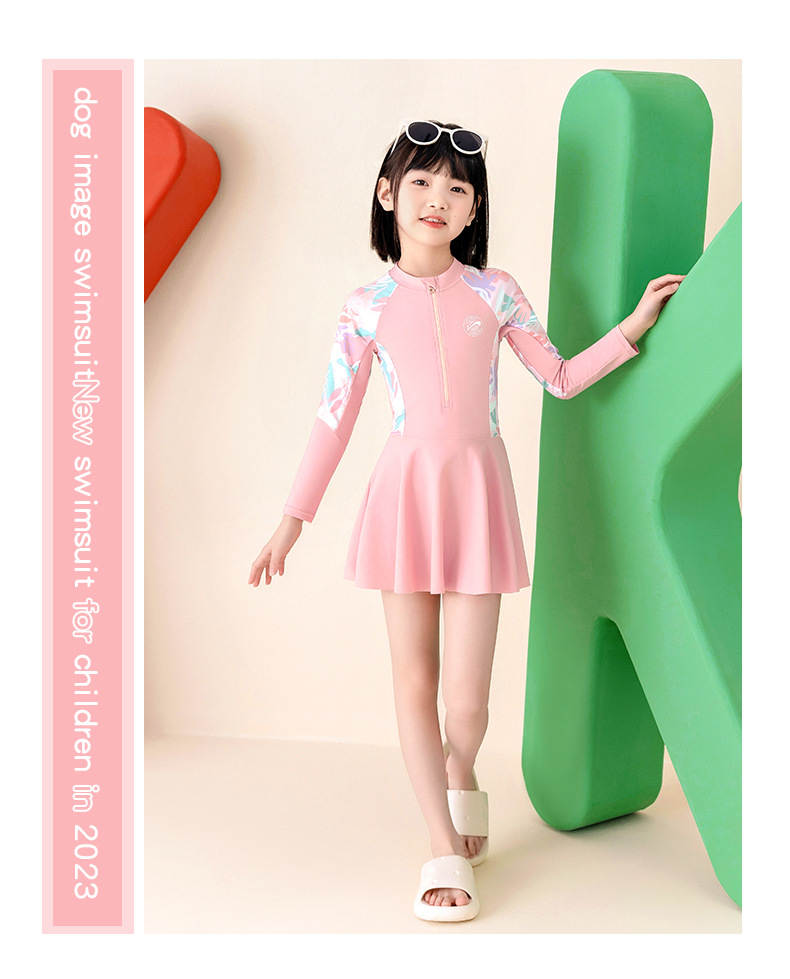 Đồ bơi bé gái váy tay dài phối màu Pastel siêu ngọt ngào GRN3212