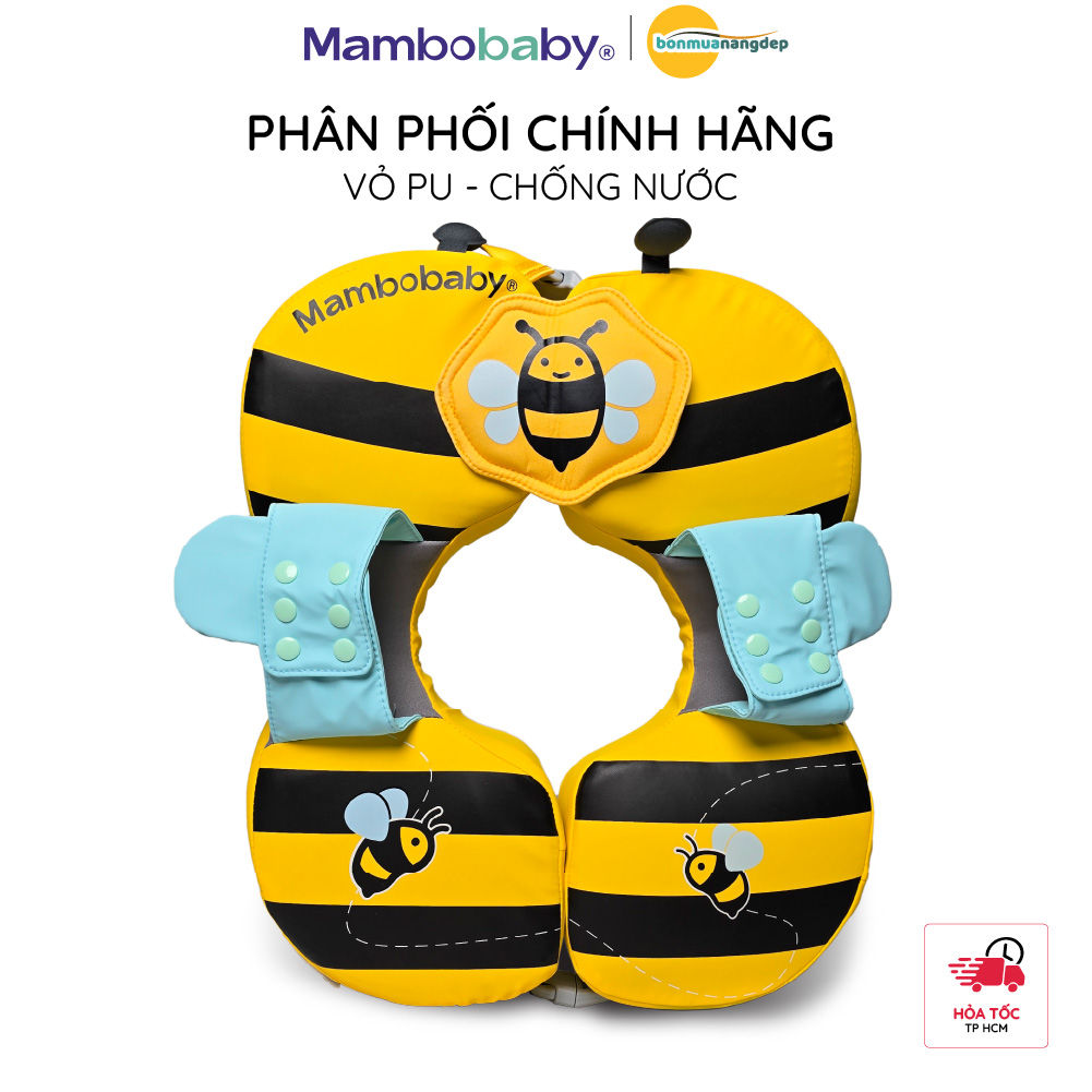 Phao nách Mambobaby cho bé 3 tháng–6 tuổi gấp gọn tiện lợi điều chỉnh kích thước họa tiết ong vàng
