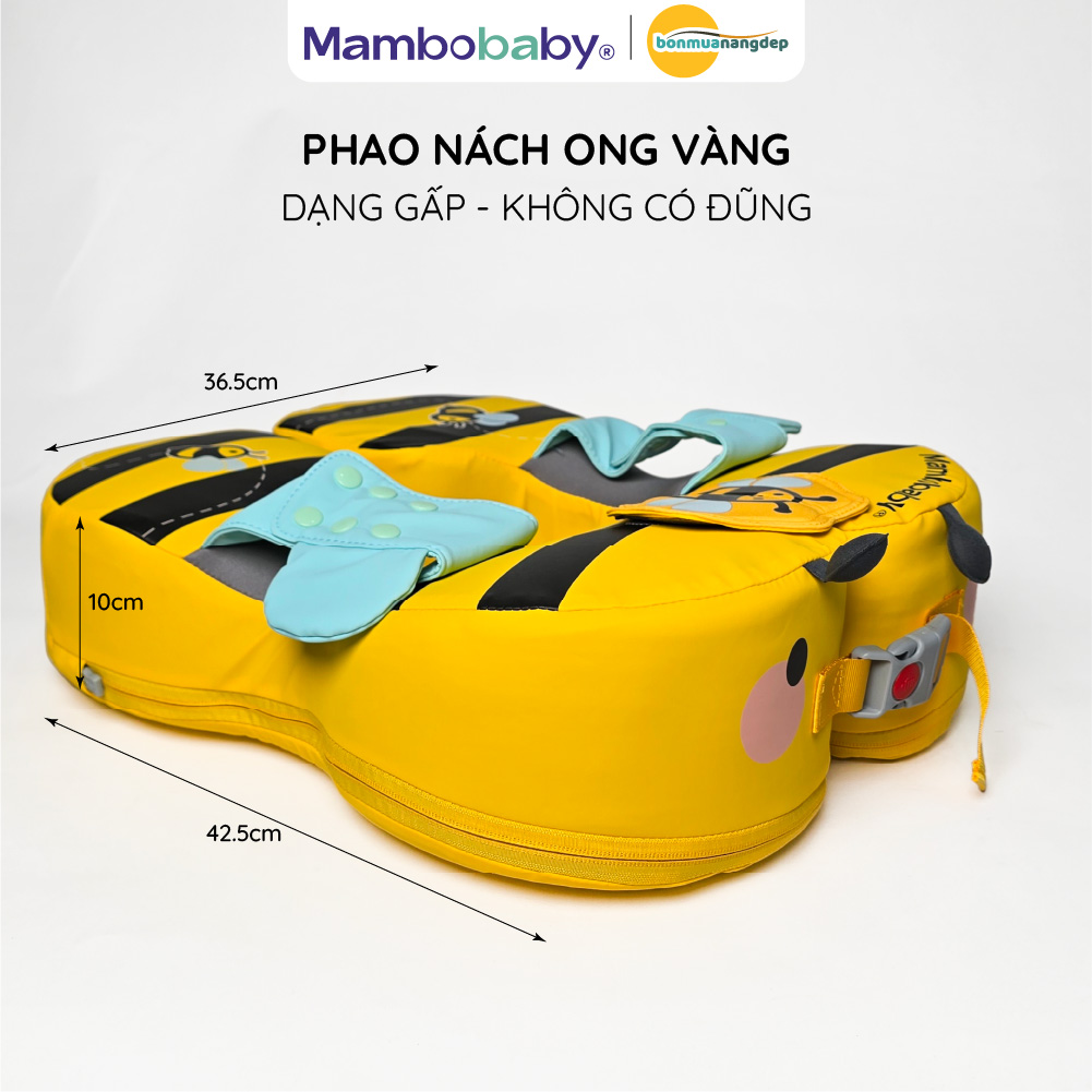 Phao nách Mambobaby cho bé 3 tháng–6 tuổi gấp gọn tiện lợi điều chỉnh kích thước họa tiết ong vàng
