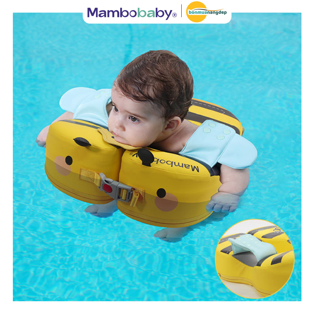 Phao nách Mambobaby cho bé 3 tháng–6 tuổi gấp gọn tiện lợi điều chỉnh kích thước họa tiết ong vàng