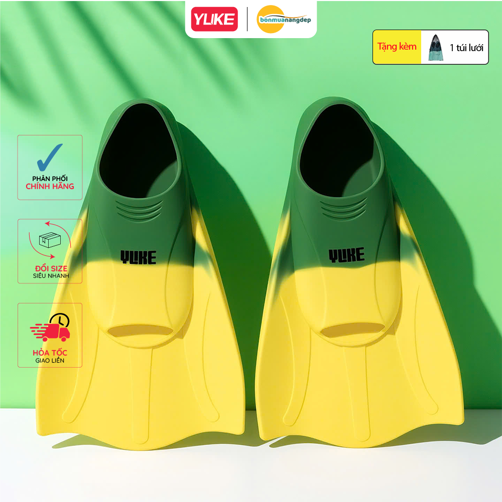 Chân vịt bơi lội hiệu YUKE chất liệu silicon mềm mại, đàn hồi tốt, ôm chân thoải mái khi sử dụng